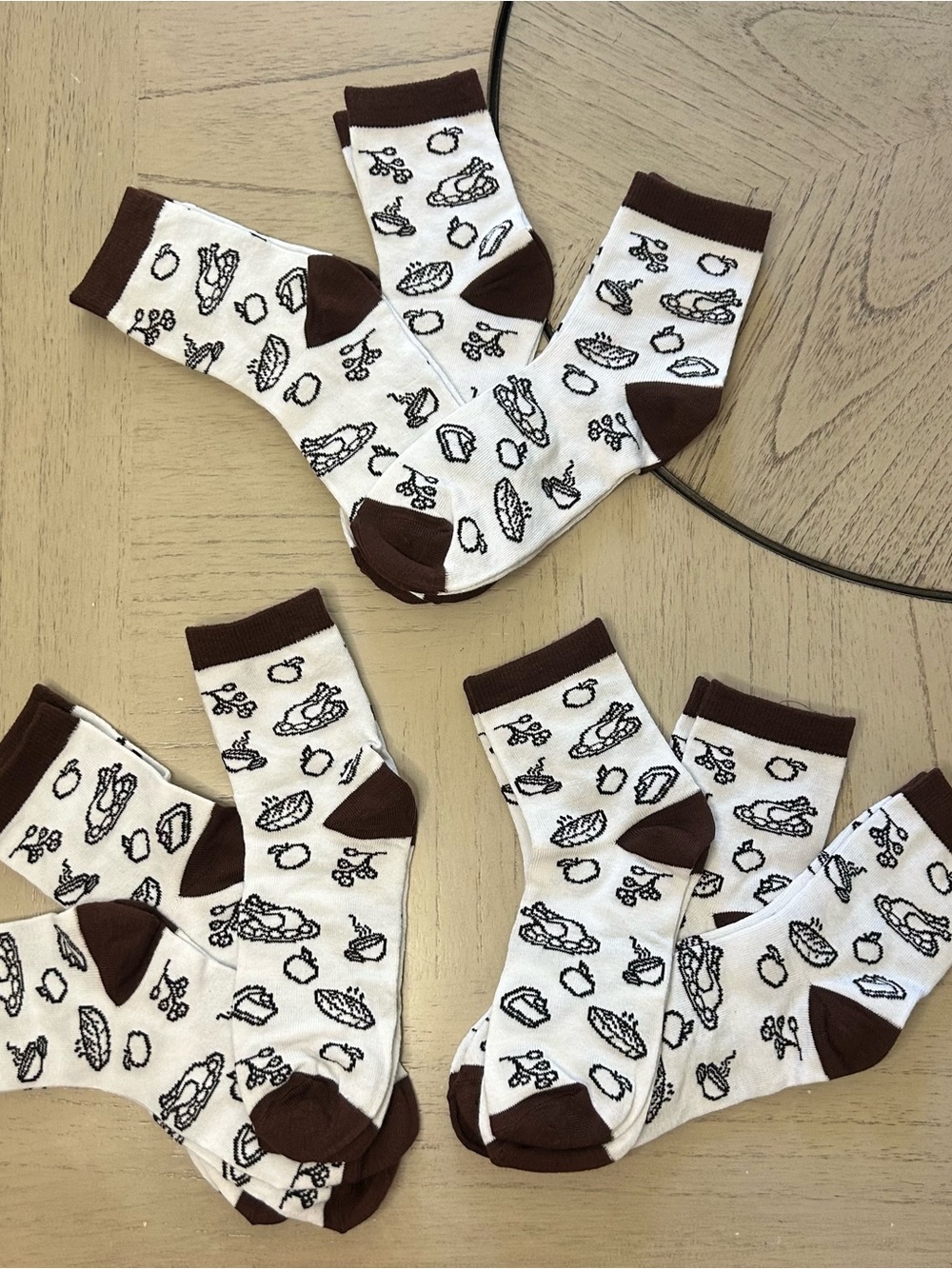 Thanksgiving Brown and White Patterned Men's Socks - 9 Pack